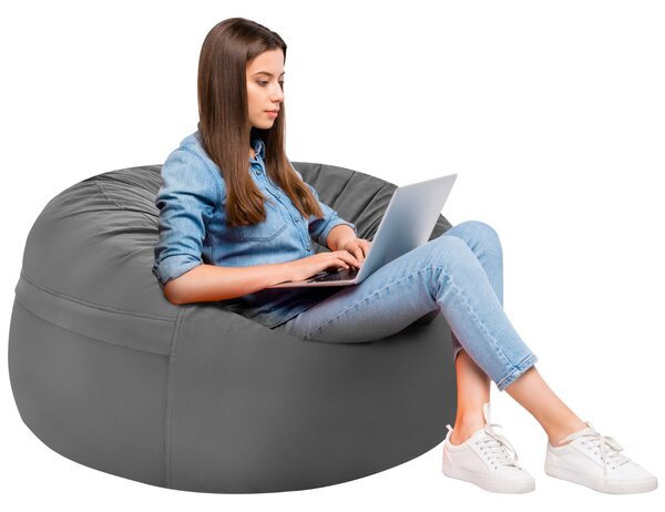 Costway Pouf a sacco con imbottitura indipendente, Pouf imbottito in spugna con fodera in microfibra rimovibile Grigio