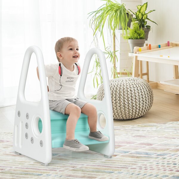 Costway Sgabello per bambini con struttura triangolare stabile, Scaletta multiuso con design antiscivolo, Blu
