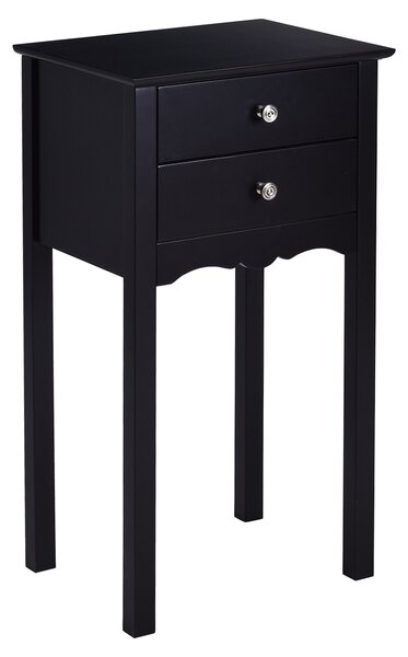 Costway Tavolino da salotto con 2 cassetti per camera da letto salone, Comodino con dispositivo antiribaltamento Nero
