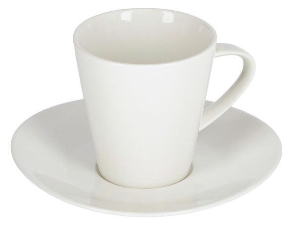 Tazza da caffè grande Pierina in porcellana bianca con piattino