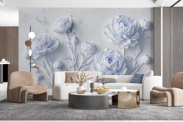 Carta da parati Fiori su sfondo di cemento stile grunge, Carta da parati 3D, Carta da parati Fiori 3D, w03553v1 : Uwalls.it