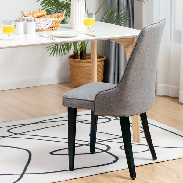 Costway Set di 2 sedie da pranzo per sala da pranzo cucina ristorante, Sedie da pranzo con schienale ergonomico Grigio