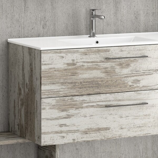 Mobile bagno sospeso da 100cm con lavabo incasso in ceramica EL-100B - KAMALU