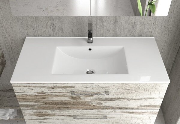 Mobile bagno sospeso da 100cm con lavabo incasso in ceramica EL-100B - KAMALU
