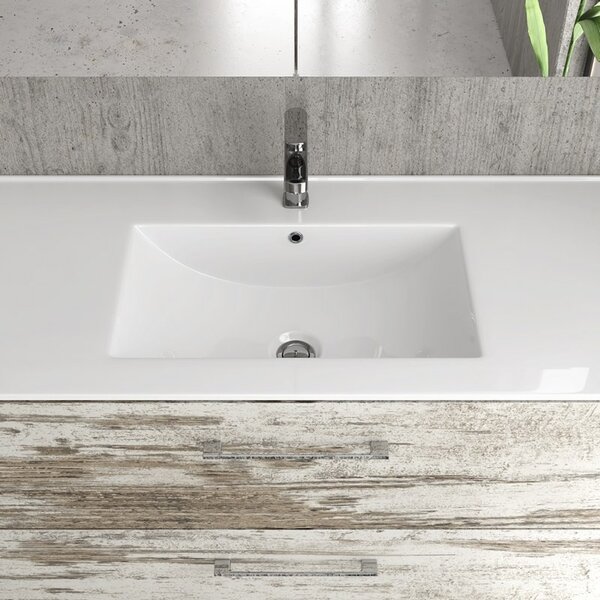 Mobile bagno sospeso da 100cm con lavabo incasso in ceramica EL-100B - KAMALU