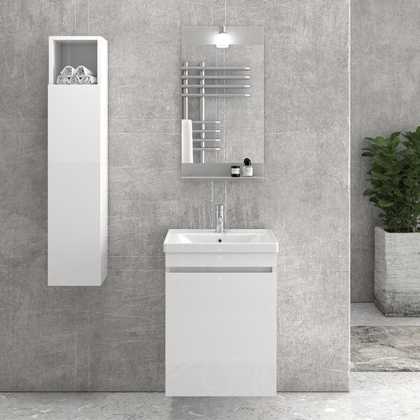 Mobile bagno 55 cm sospeso con lavabo incasso SV-55A - KAMALU