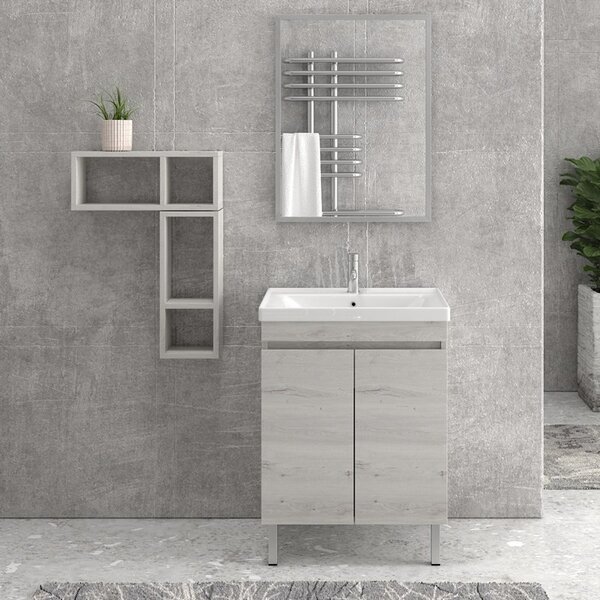 Mobile bagno a terra 65cm con lavabo integrato SV-65T - KAMALU