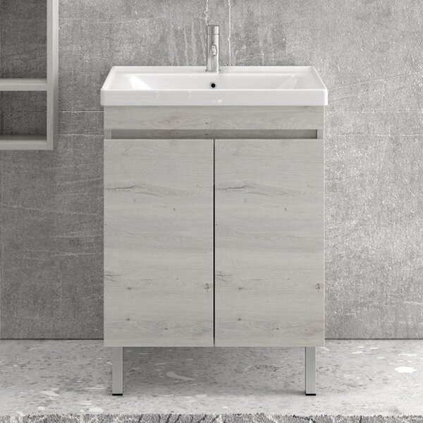Mobile bagno a terra 65cm con lavabo integrato SV-65T - KAMALU