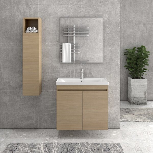 Mobile bagno sospeso 80cm lavabo incasso e due ante SV-80A - KAMALU