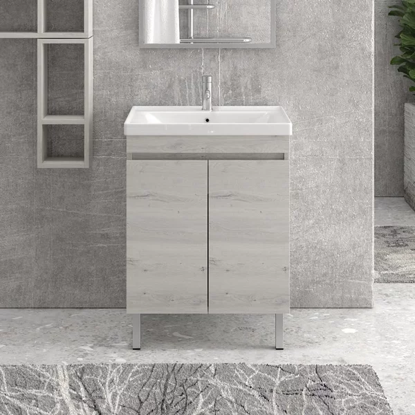 Mobile bagno a terra 65cm con lavabo integrato SV-65T - KAMALU