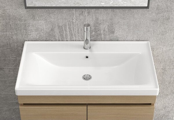 Mobile bagno sospeso 80cm lavabo incasso e due ante SV-80A - KAMALU