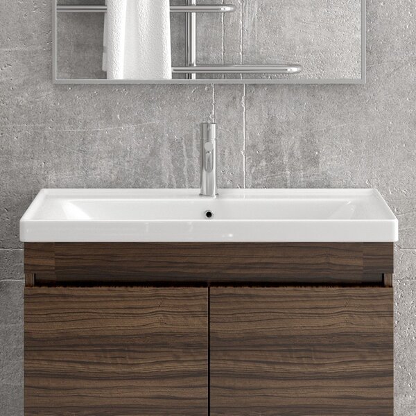 Mobile bagno a terra 80 cm lavabo integrato e due ante SV-80T - KAMALU