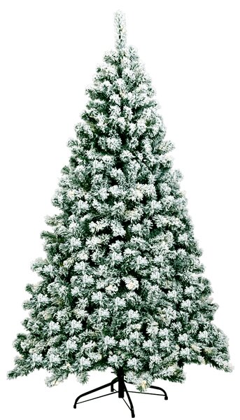 Costway Albero di Natale artificiale 180cm con cerniera e 250 luci LED, Pino innevato illuminato con 928 rami e base