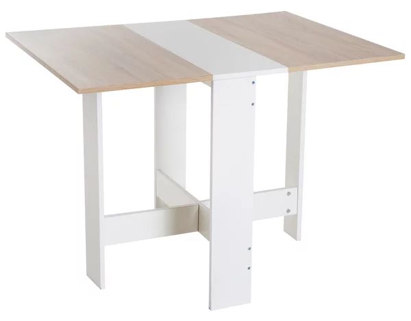 Homcom Tavolo da Pranzo Pieghevole Moderno Salvaspazio, Massello Tavolo Portatile da Spazio Provinciale, Bianco Rovere|Aosom