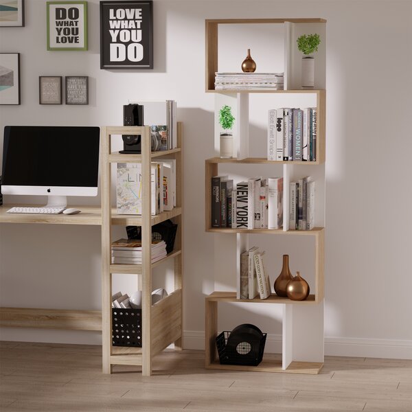 HOMCOM libreria in Legno, Scaffale a Ripiani, Mobile Contemporaneo, Bianco  legno naturale 60 × 24 × 184.5cm|Aosom