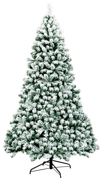 Costway Albero di Natale artificiale 230cm con cerniera e 550 luci LED, Pino innevato illuminato con 1346 rami e base