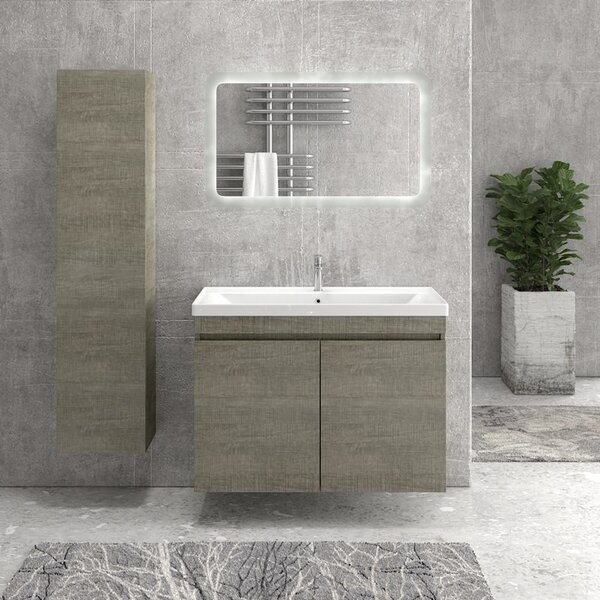 Mobile bagno 100 cm sospeso con 2 ante e lavabo incasso SV-100A - KAMALU