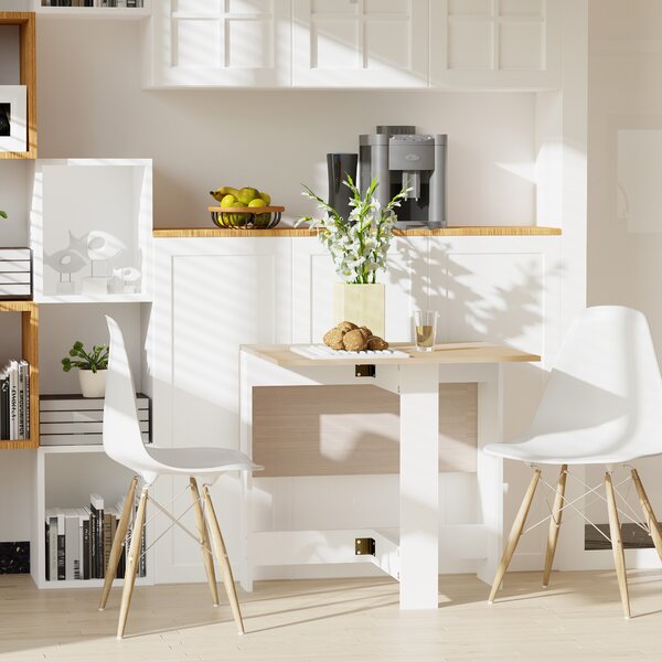 Homcom Tavolo da Pranzo Pieghevole Moderno Salvaspazio, Massello Tavolo Portatile da Spazio Provinciale, Bianco Rovere|Aosom
