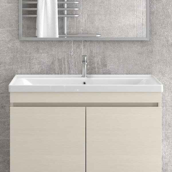 Mobile bagno 100 cm sospeso con 2 ante e lavabo incasso SV-100A - KAMALU