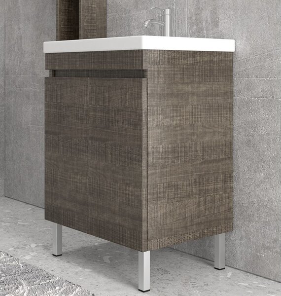 Mobile bagno a terra 80 cm lavabo integrato e due ante SV-80T - KAMALU