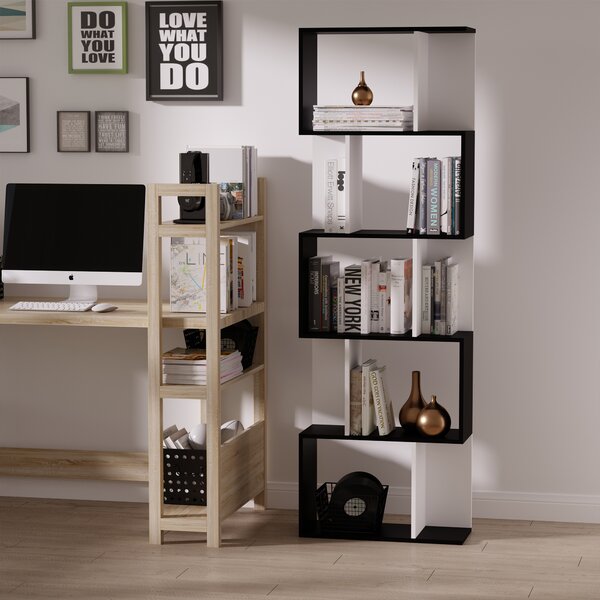 HOMCOM libreria in Legno, Scaffale a Ripiani, Mobile Contemporaneo, Bianco nero 60 × 24 × 184.5cm|Aosom