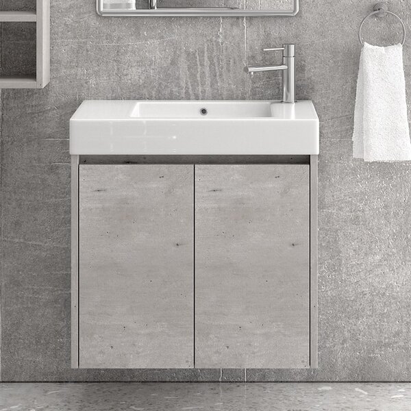 Mobile bagno 70 cm sospeso lavabo incasso e due ante MN-70C - KAMALU