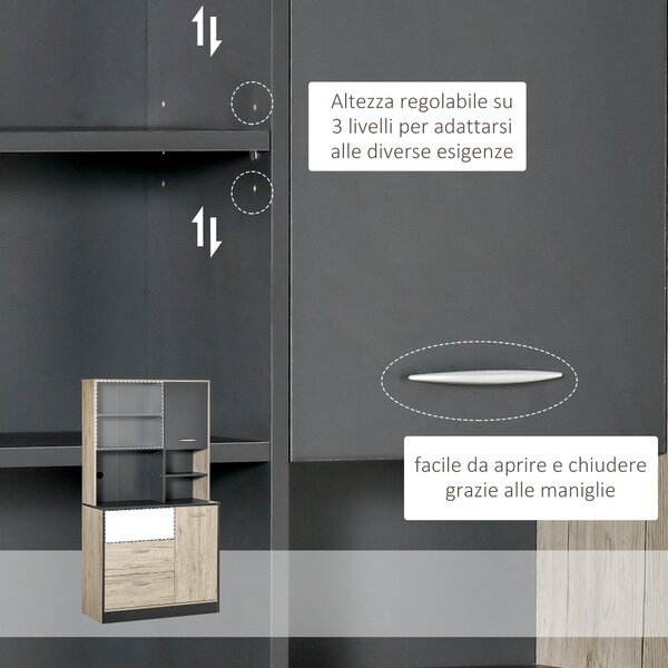 Credenza Grigio Sonoma 90x34x80 cm in Legno Multistrato