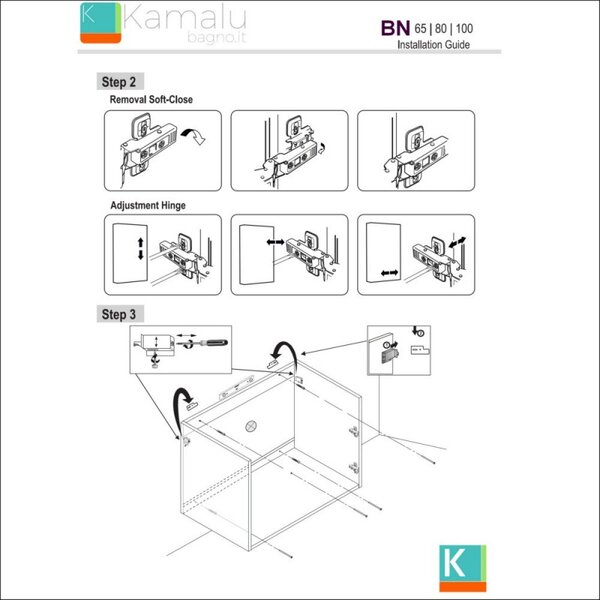 Mobile bagno 65cm sospeso con cassetto scorrevole BN-65B - KAMALU