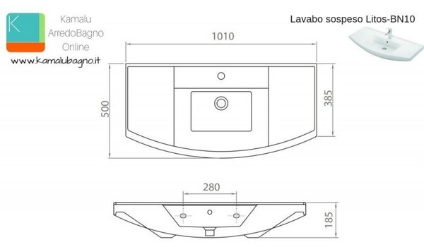 Mobile bagno 100cm sospeso con cassetto scorrevole BN-100B - KAMALU