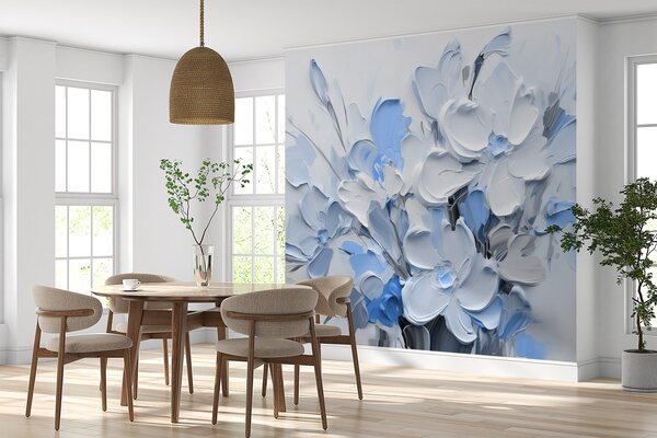 Carta da parati Fiori volumetrici astratti in stile pittura ad olio, Carta da parati 3D, Carta da parati Fiori 3D, w03582v1 : Uwalls.it