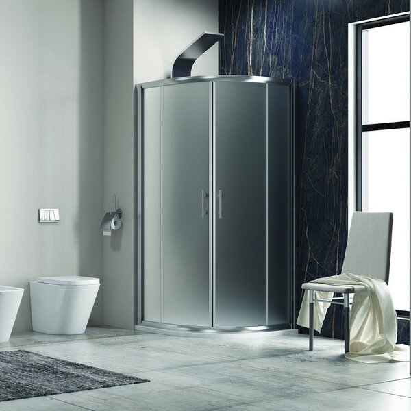 Kamalu box doccia semicircolare 90x90 vetro satinato anticalcare kf2000
