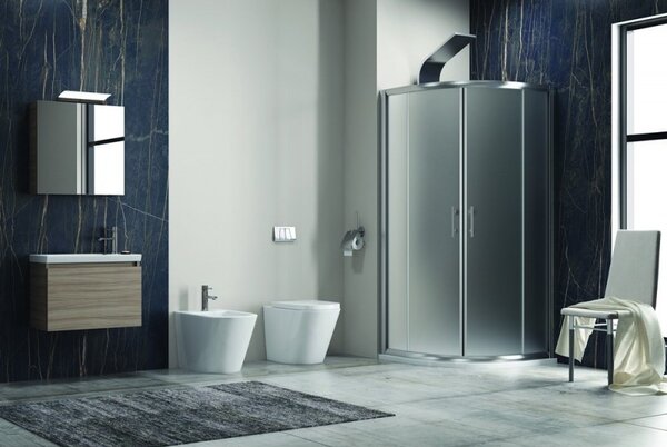 Kamalu box doccia semicircolare 90x90 vetro satinato anticalcare kf2000