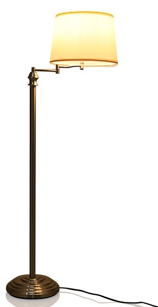 Costway Lampada a stelo con braccio girevole e paralume in tessuto, Lampada da terra moderna per salone camera da letto