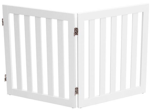 Costway Cancello di legno pieghevole 60cm con 2 pannelli, Barriera per animali con cuscinetti antiscivolo Bianco