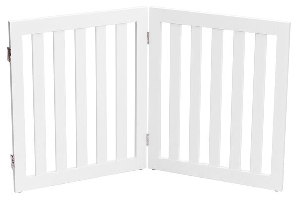 Costway Cancello di legno pieghevole 60cm con 2 pannelli, Barriera per animali con cuscinetti antiscivolo Bianco