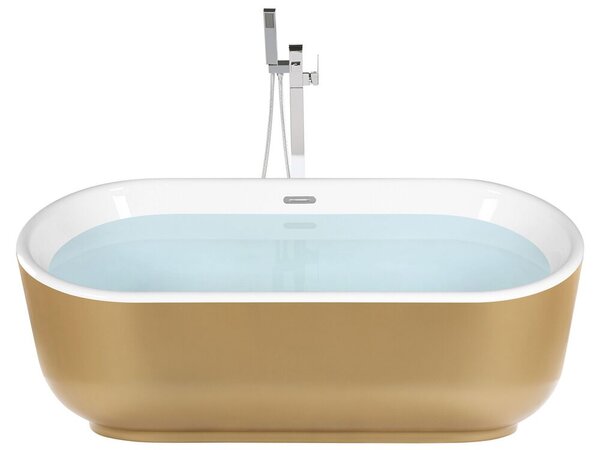 Vasca da bagno autoportante dorato lucido sanitario acrilico singolo ovale moderno design minimalista Beliani