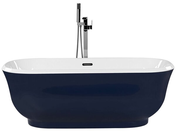 Vasca da bagno freestanding blu sanitario ovale in acrilico singolo 170 x 77 cm dal design moderno Beliani