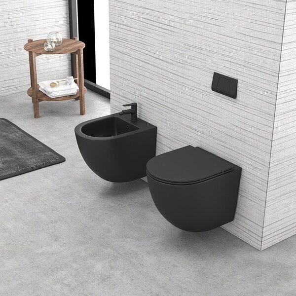 Kamalu wc sospeso senza brida colore nero opaco mil-n
