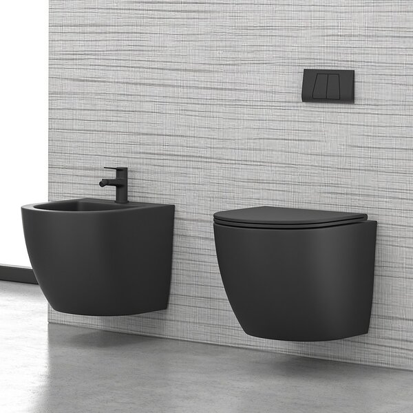 Kamalu wc sospeso senza brida colore nero opaco mil-n