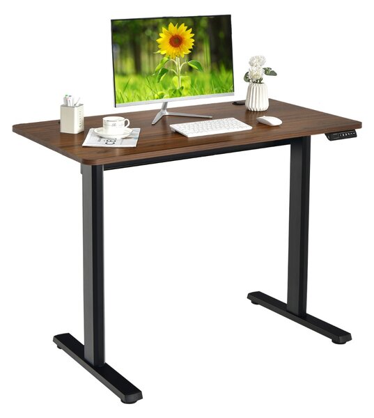 Costway Scrivania sollevabile elettrica con porta USB, Scrivania regolabile in altezza per casa e ufficio Marrone