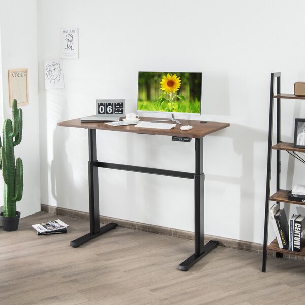 Costway Scrivania sollevabile elettrica con porta USB, Scrivania regolabile in altezza per casa e ufficio Marrone