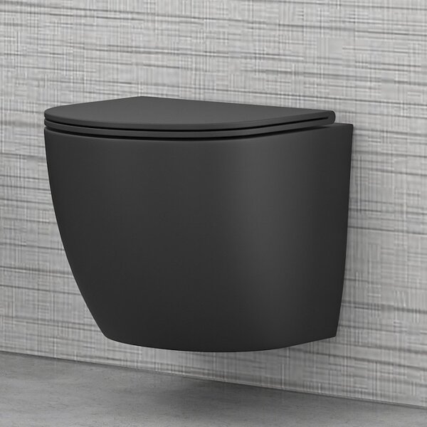 Kamalu wc sospeso senza brida colore nero opaco mil-n