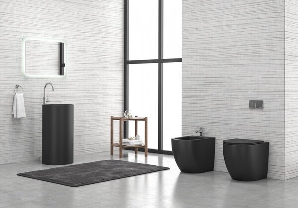 Kamalu lavabo bagno da terra monoblocco colore nero opaco mil-fn
