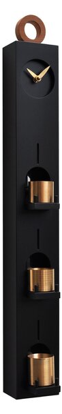 Orologio da muro con 3 campanelle in bronzo Tower Dimensioni 10x11x h 72cm cassa in MDF laccata colore nero