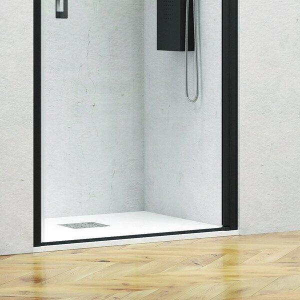 Porta doccia 90cm con telaio nero opaco vetro trasparente NICO-C3000 - KAMALU