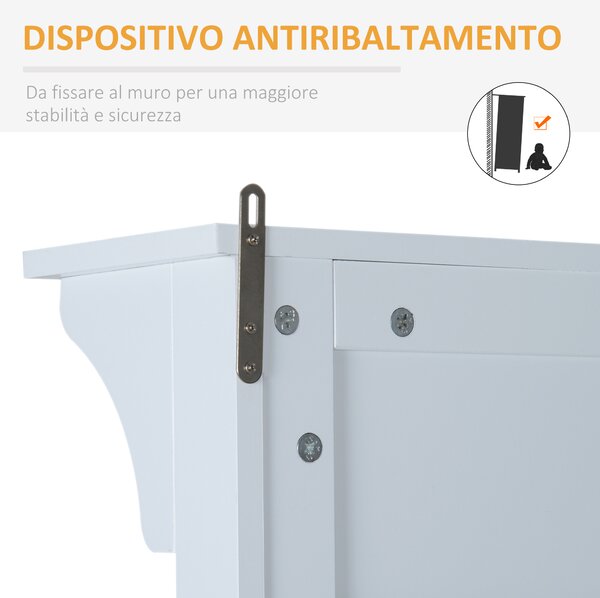 Homcom Mobile Ingresso con Appendiabiti Specchio e Scarpiera in Legno, Bianco, 80x40x170cm|Aosom