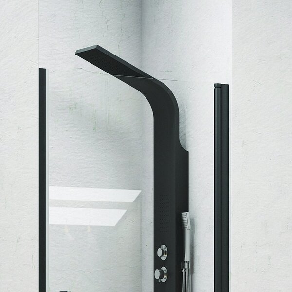 Porta doccia 90cm con telaio nero opaco vetro trasparente NICO-C3000 - KAMALU