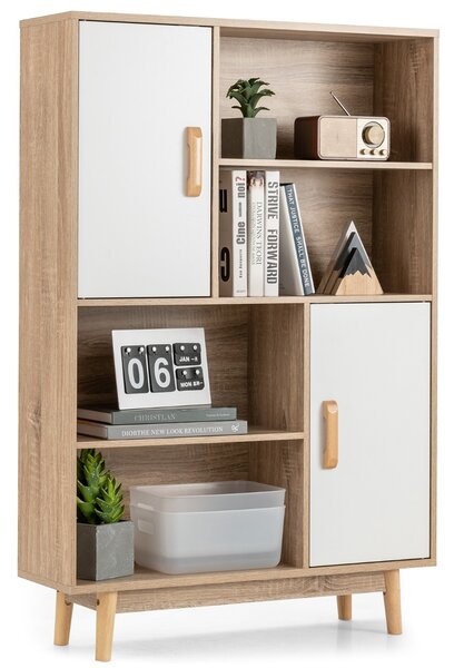 Costway Libreria di legno con 4 livelli e 4 mensole aperte, Libreria per libri foto decorazioni con cuscinetti Bianco