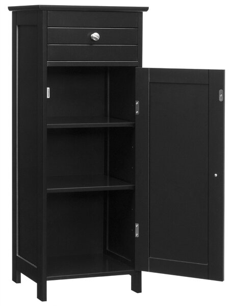 Costway Armadio del bagno con anta singolae e 2 mensole regolabili, Organizer verticale per bagno e salone Nero