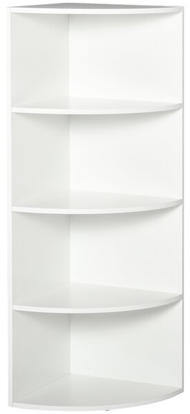 HOMCOM librerie design scaffale in legno angolare da Parete 4 Ripiani Muro e Parete Mensola da Muro Angolarea Legno Bianco